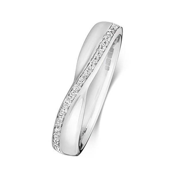 18K Gold Crossover Band with diamonds