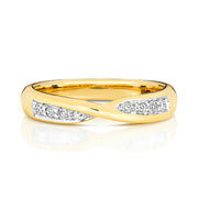 18K Gold Crossover Band with diamonds