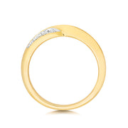 18K Gold Crossover Band with diamonds