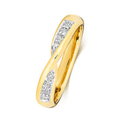 18K Gold Crossover Band with diamonds