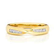 18K Gold Crossover Band with diamonds