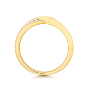 18K Gold Crossover Band with diamonds
