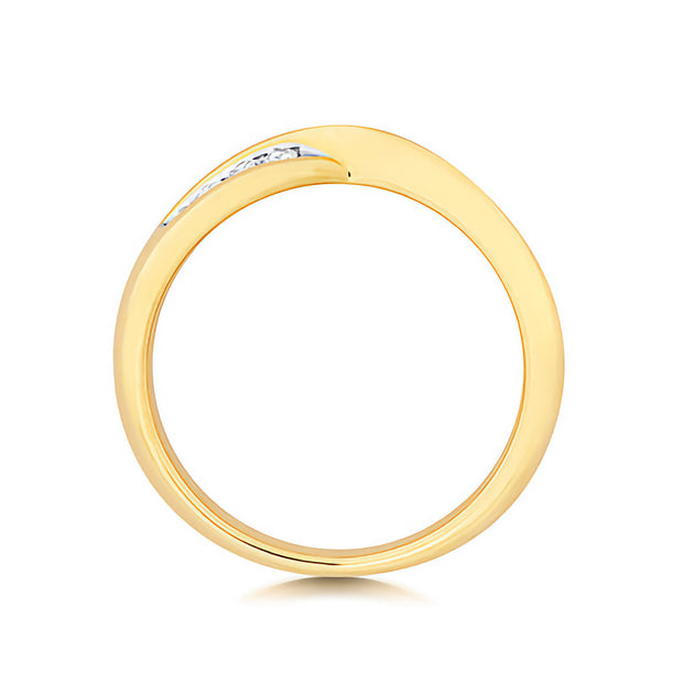 18K Gold Crossover Band with diamonds