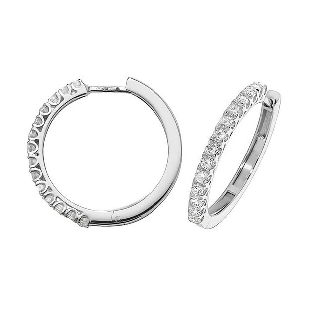 18K White Gold Diamond Hinged Earring