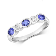 Tanzanite and Diamond Ring in 18K White Gold