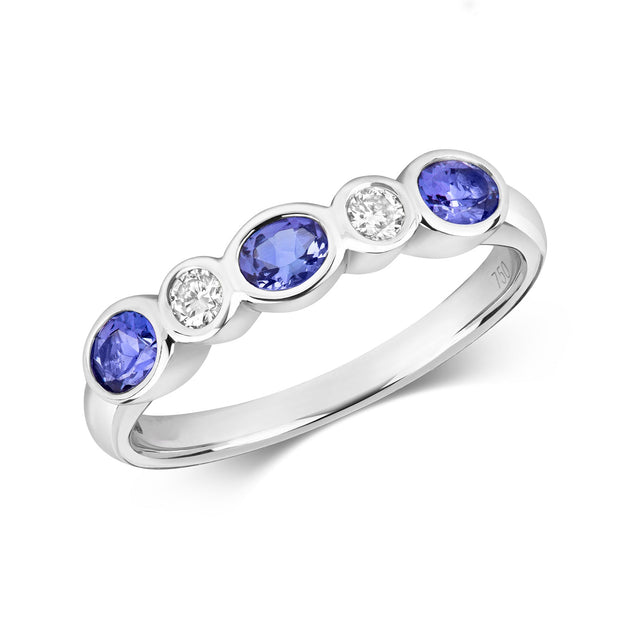 Tanzanite and Diamond Ring in 18K White Gold