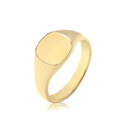 Medium Weight Cush Signet Ring in 9K Gold