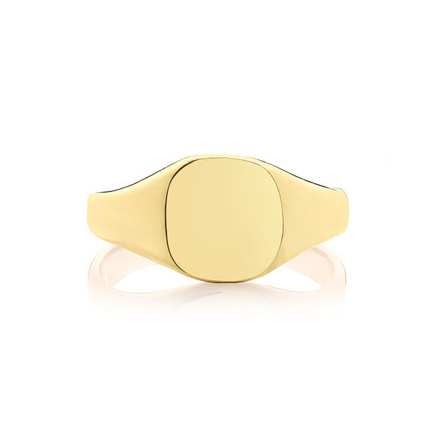 Medium Weight Cush Signet Ring in 9K Gold