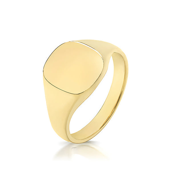 Medium Weight Cush Signet Ring in 9K Gold