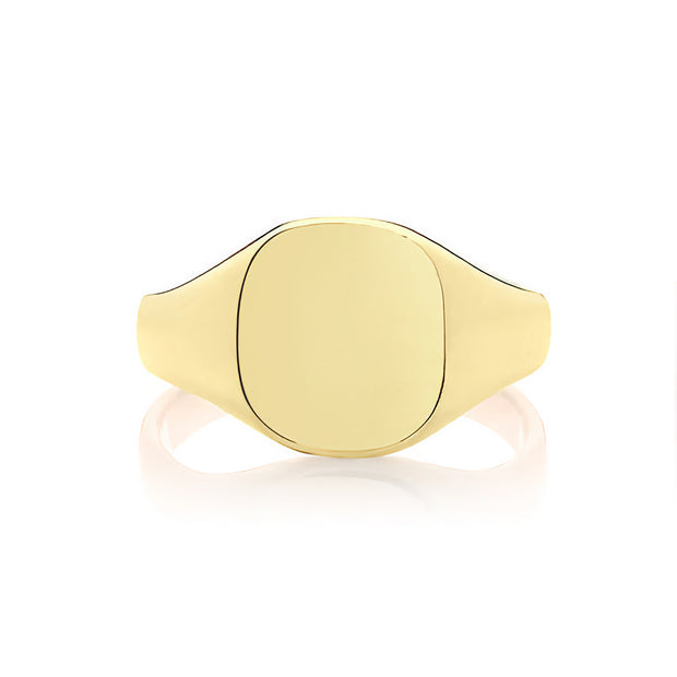 Medium Weight Cush Signet Ring in 9K Gold