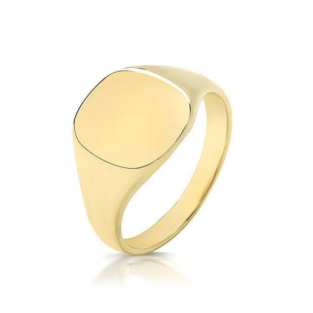 Light Weight Cush Signet Ring in 9K Gold