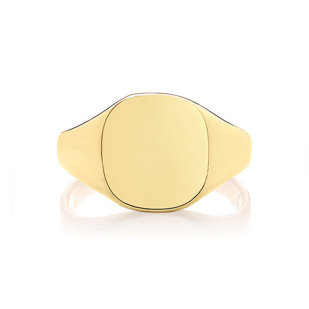 Light Weight Cush Signet Ring in 9K Gold