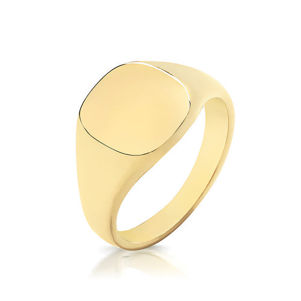 Medium Weight Cush Signet Ring in 9K Gold