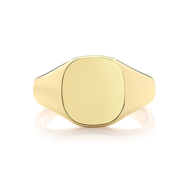 Medium Weight Cush Signet Ring in 9K Gold