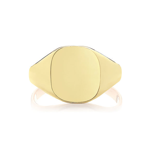 Ultra Light Weight Cush Signet Ring in 9K Gold
