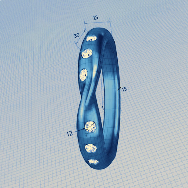 18K Gold Crossover Band with diamonds