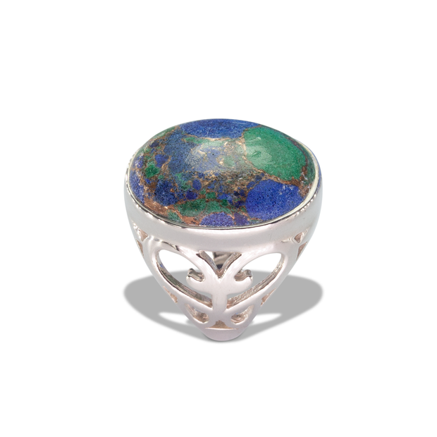 Mojave Azurite Ring in Sterling Silver 16ct