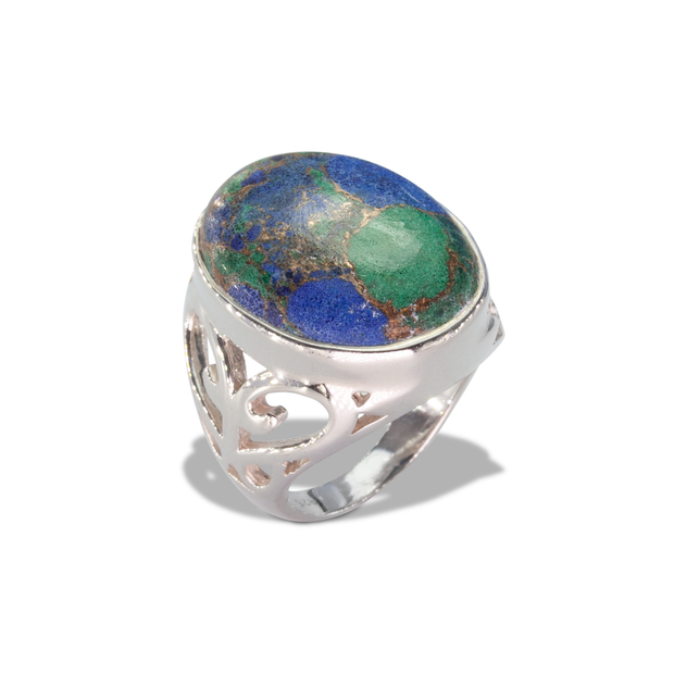 Mojave Azurite Ring in Sterling Silver 16ct