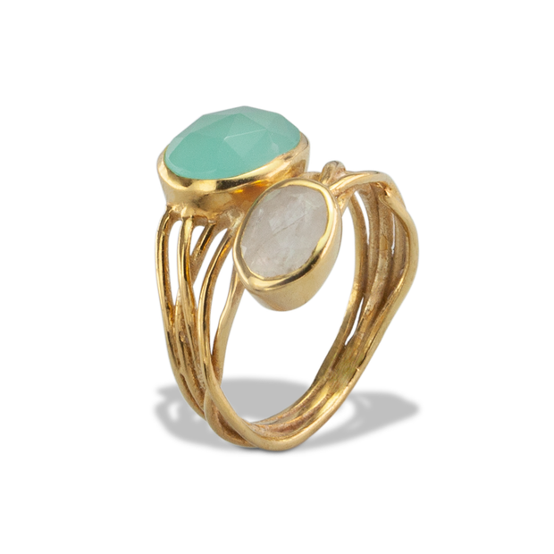 Aqua calci  Ring in Vermeil 3.68ct
