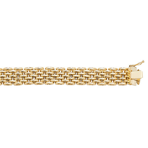 9K Yellow Gold Ladies' 7.5 Inches Brick Link Bracelet | Charmé