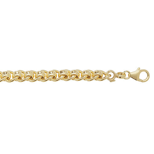 9K Yellow Gold Ladies' 7.5 Inches Roller Ball Bracelet