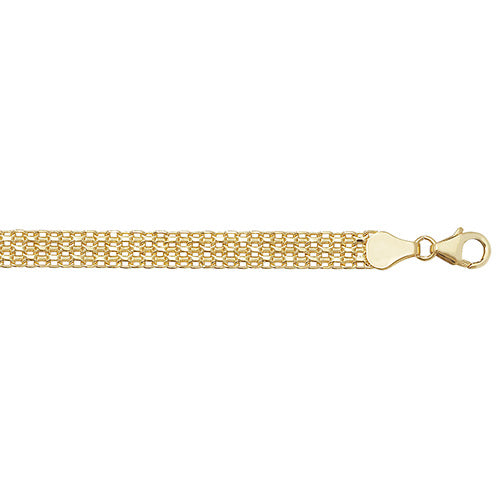 9K Yellow Gold Ladies' 7.5 Inches Flat Woven Bracelet
