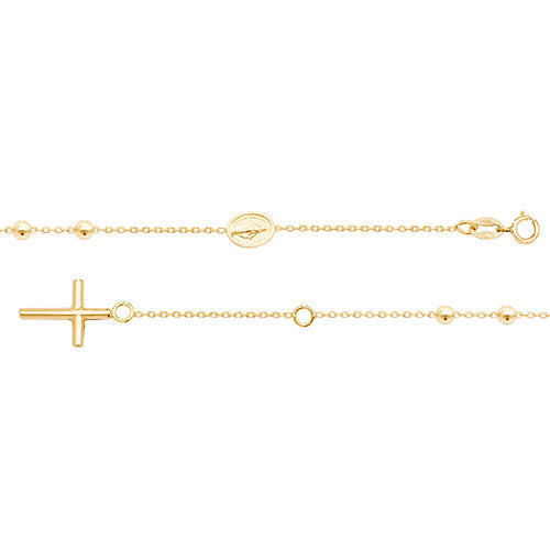 9K Yellow Gold Ladies' 7.5 Inches Rosary Bracelet