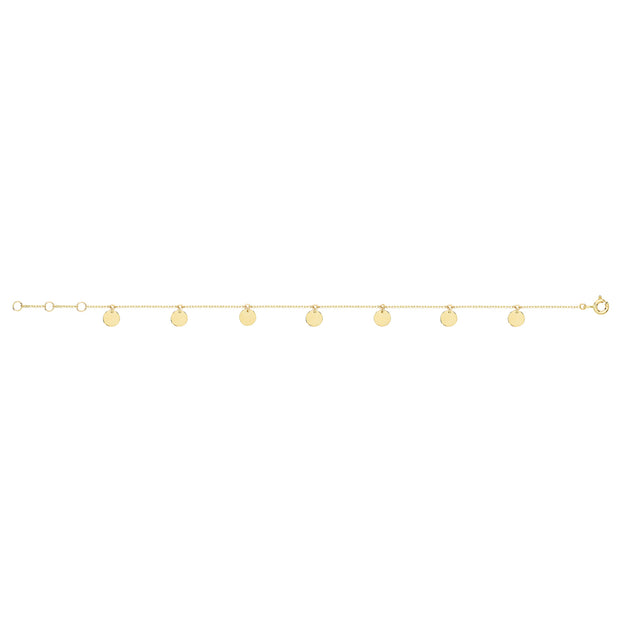 9K Yellow Gold Disc Charms Bracelet