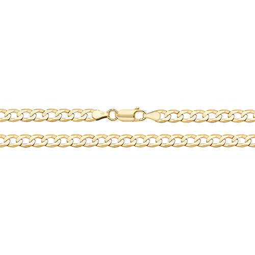 9K Yellow Gold Flt Curb Bvld Chain