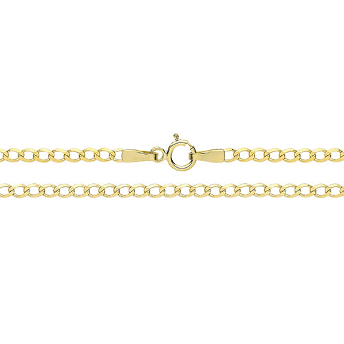 9K Yellow Gold Flt Curb Bvld Chain