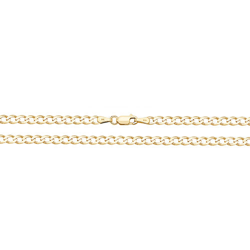 9K Yellow Gold Flt Curb Bvld Chain