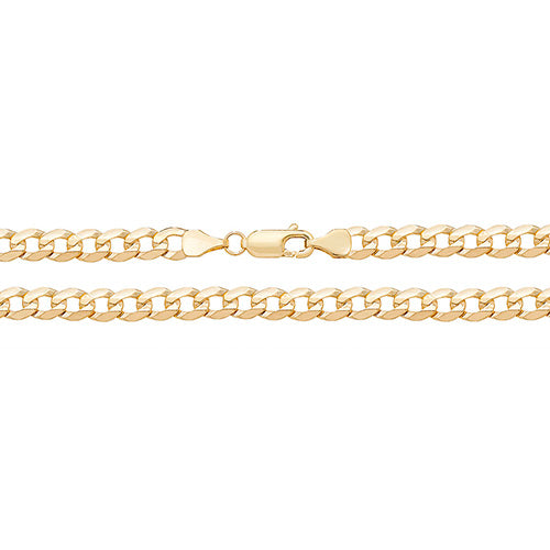 9K Yellow Gold Flt Bvld Curb Chain