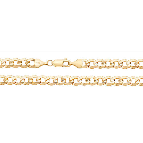 9K Yellow Gold Flt Bvld Curb Chain