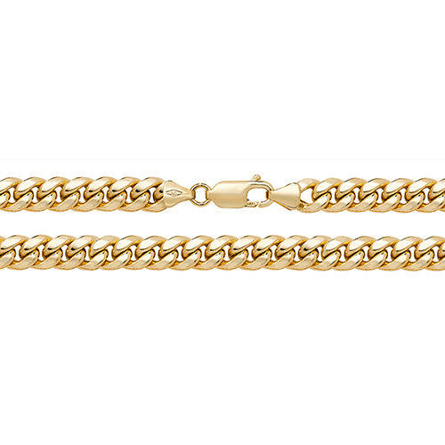 9K Yellow Gold Semi Solid Cuban Curb Chain