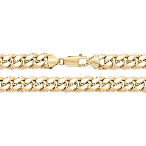 9K Yellow Gold Semi Solid Cuban Curb Chain