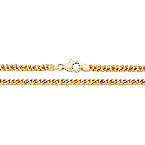 9K Yellow Gold Square Franco Chain