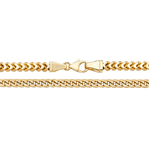 9K Yellow Gold Square Franco Chain