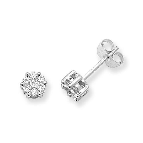 Diamond Earring in 9K White Gold