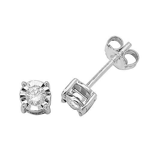 Diamond Earring in 9K White Gold