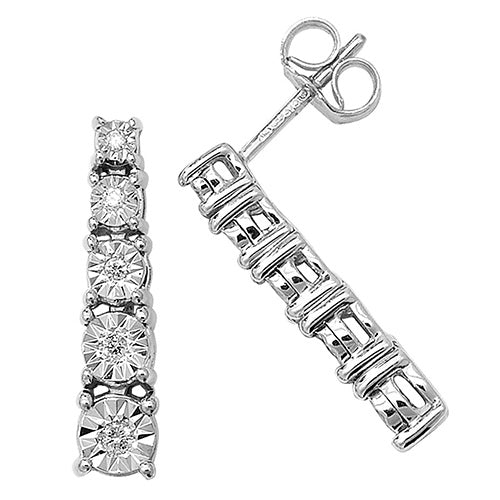 Diamond Earring in 9K White Gold