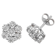 Diamond Earring in 9K White Gold