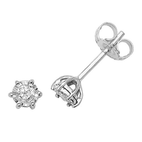 Diamond Earring in 9K White Gold