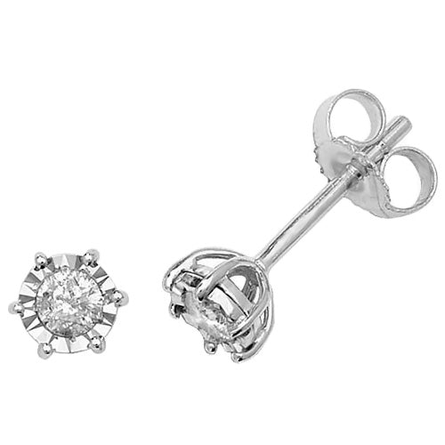 Diamond Earring in 9K White Gold