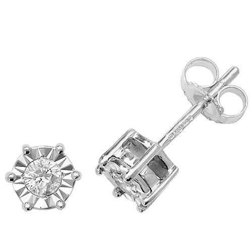 Diamond Earring in 9K White Gold