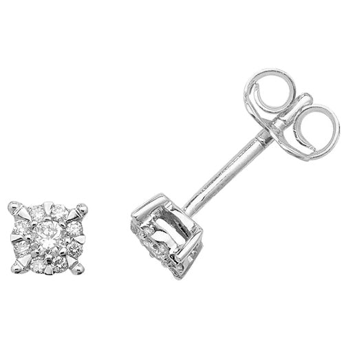 Diamond Earring in 9K White Gold