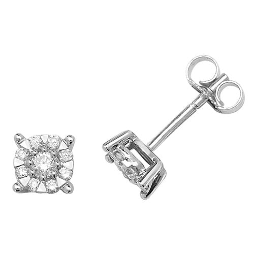 Diamond Earring in 9K White Gold