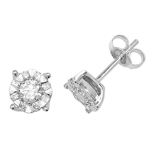 Diamond Earring in 9K White Gold