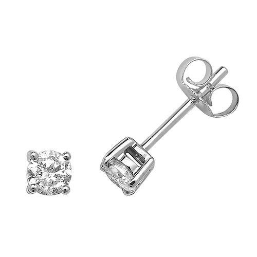 Diamond Earring in 9K White Gold