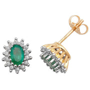 Emerald Diamond Earring in 9K Gold