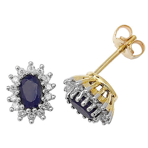 Diamond and Sapphire Earring in 9K Gold